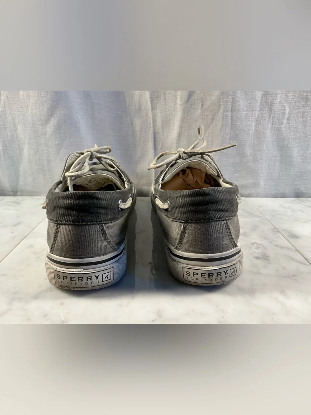 Boat shoes - Sperry Topsider white sole grey canvas *Excellent